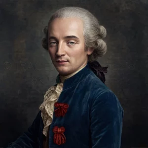 Portrait de face restauré de Pilâtre de Rozier (1754–1785) en qualité 8K Ultra-HD par TRACES-photographie. On y distingue la finesse de ses traits, sa perruque poudrée et les détails de son habit de physicien du XVIIIe siècle.