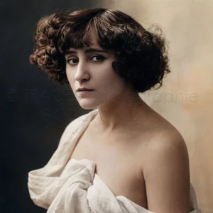 Portrait restauré de Colette (1873–1954) en ultra-haute définition par TRACES-photographie. Rendu 8K haute précision.