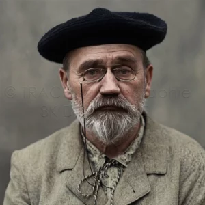 Portrait restauré en haute définition de l'écrivain Émile Zola (1840–1902). La qualité 8K Ultra-HD de TRACES-photographie révèle les détails précis de son visage et de ses lunettes de style pince-nez.