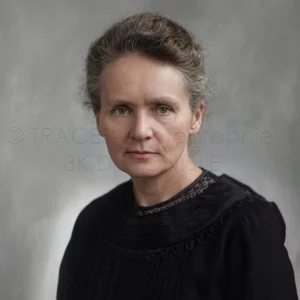 Portrait restauré de Marie Curie (1867 - 1934) en ultra-haute définition par TRACES-photographie.